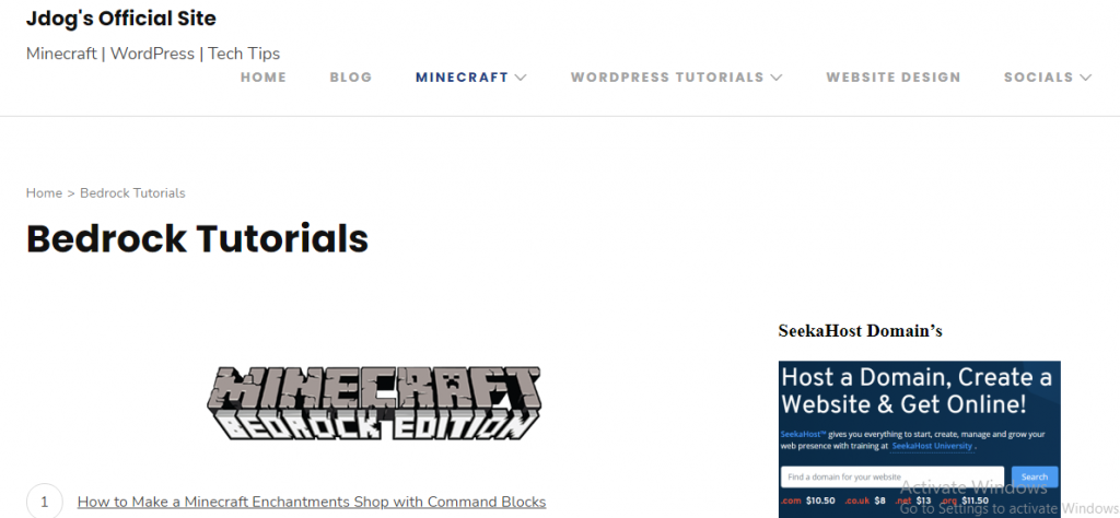 Bedrock Minecraft Tutorials